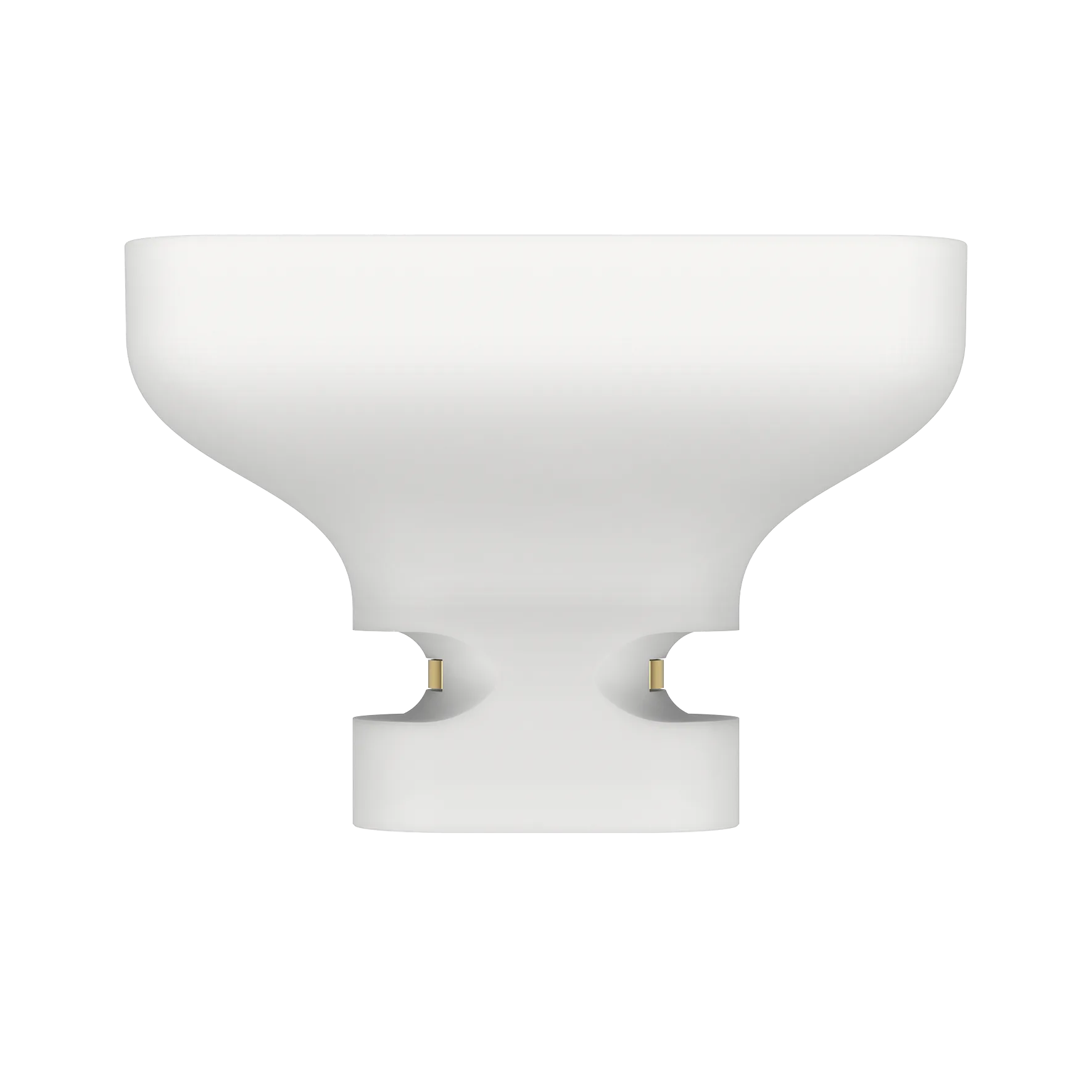 Close-up of the white rail carrier, with contacts where it meets the guide rods