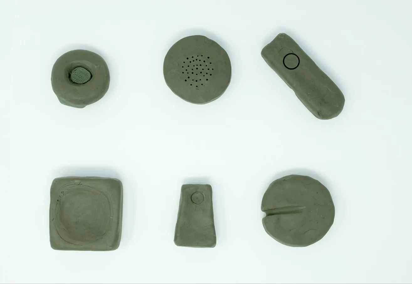 Six clay form studies for wearable and bedside sensors