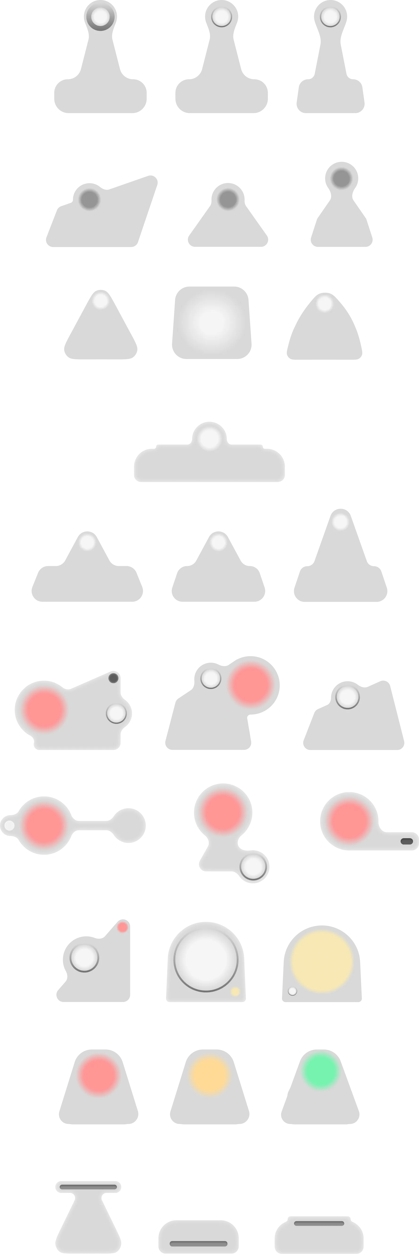 Grid of sketches exploring sensor head and stand forms