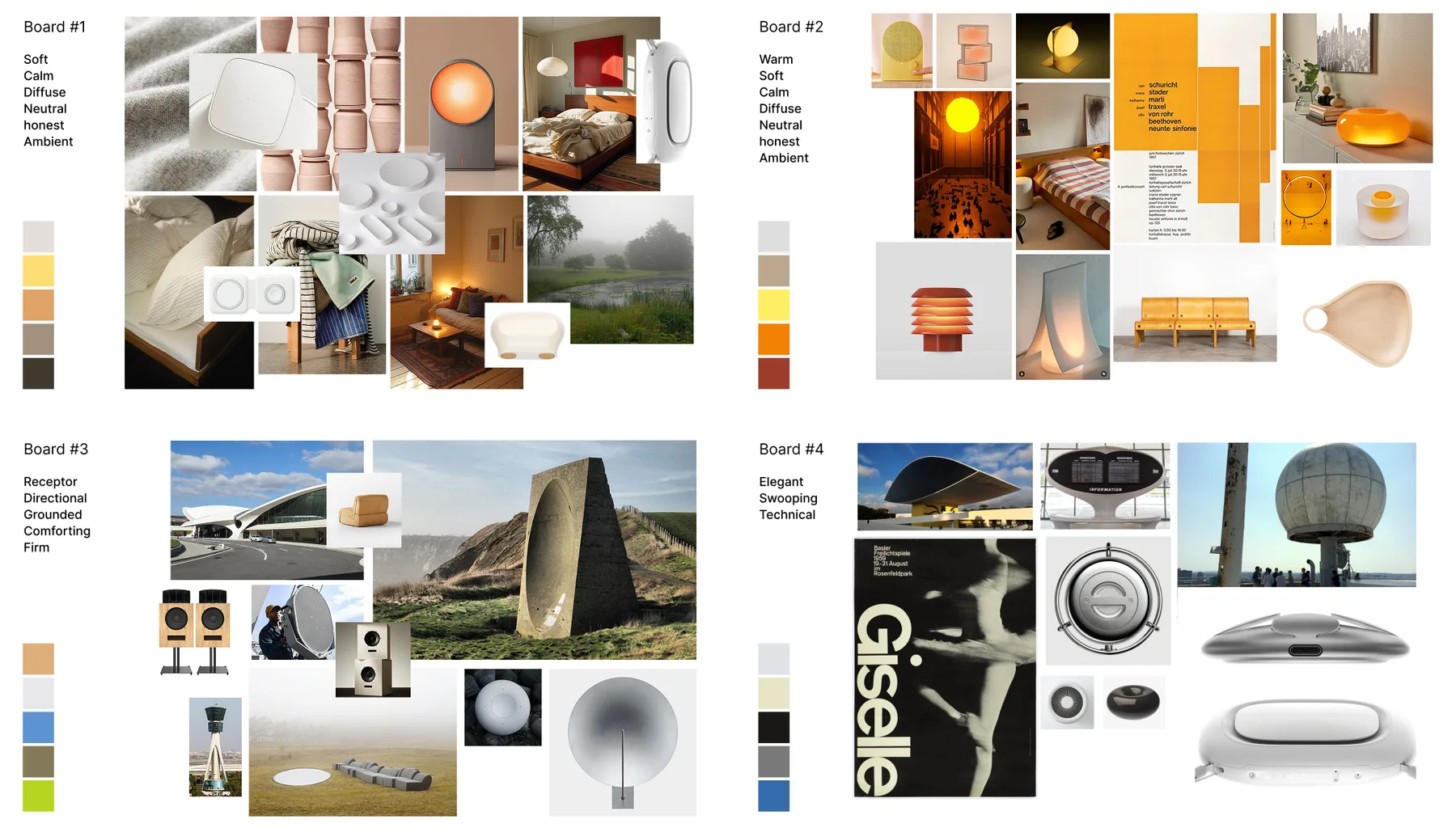 Mood boards for four design directions