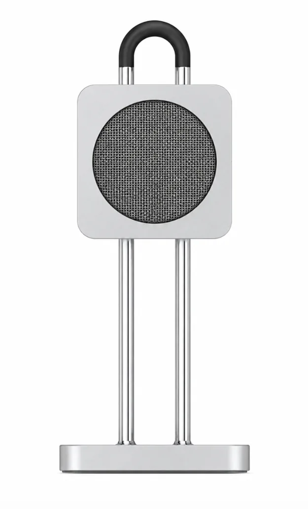 Render of the stand with a dark mesh sensor face