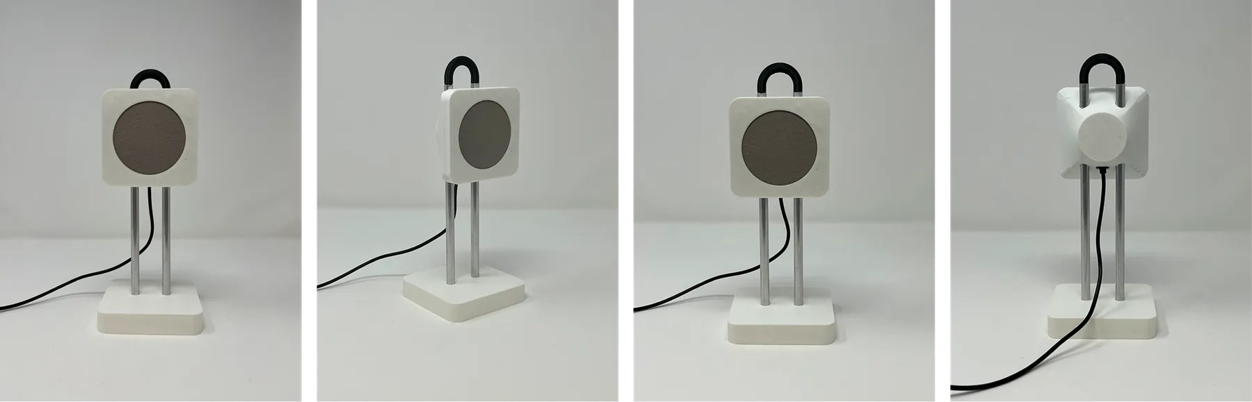 Four photos of the prototype stand from different angles