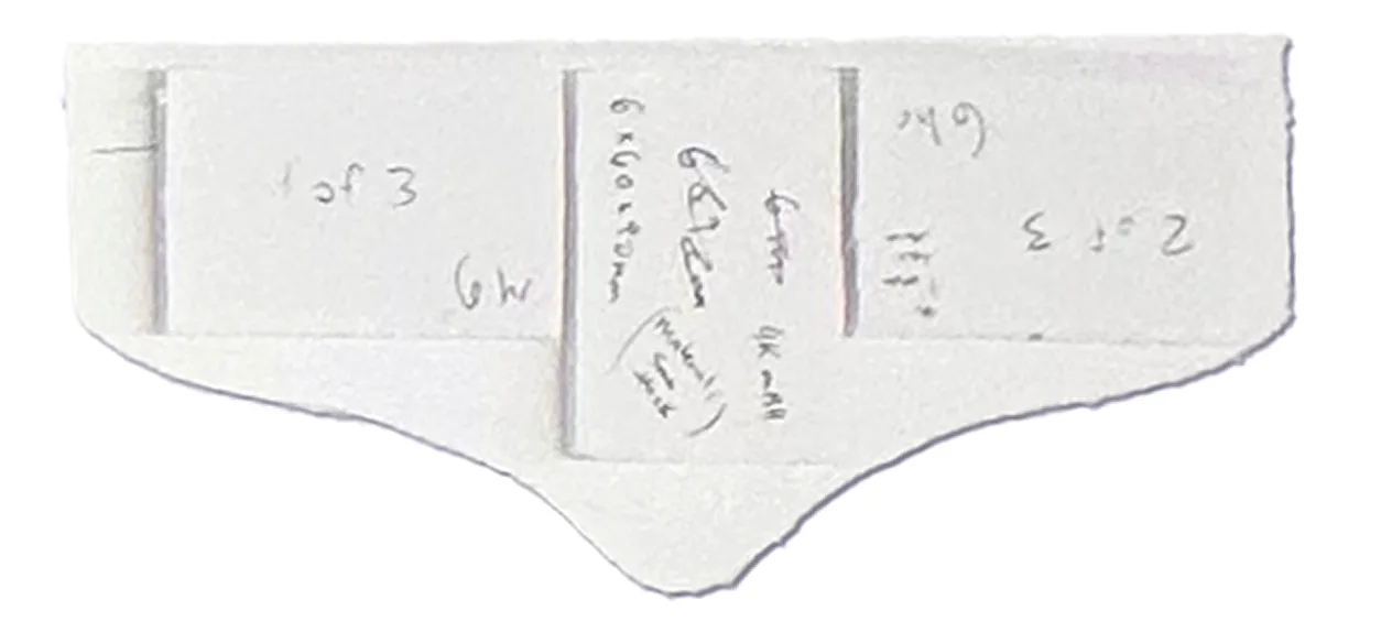 Foam pouch study annotated with cell sizes