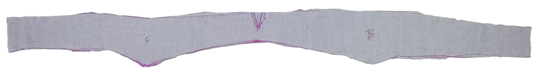 Grey fabric belt pattern marked front and back