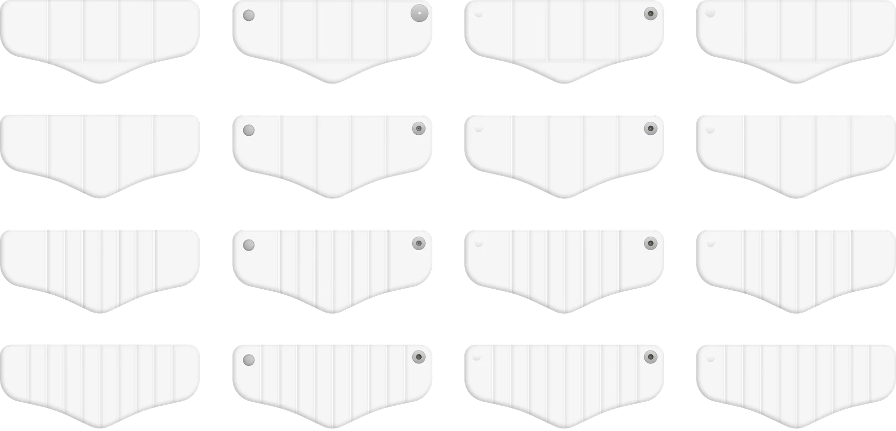 Grid of heating pack shape and panel layout variations