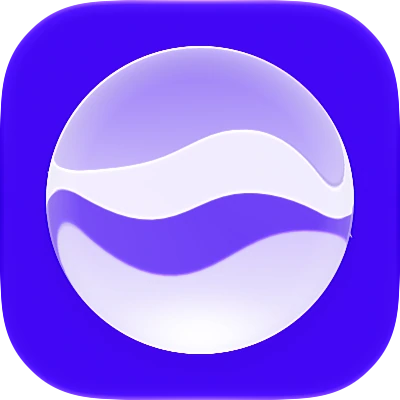 Wave-in-glass app-icon exploration 6