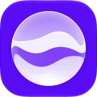 Wave-in-glass app-icon exploration 7
