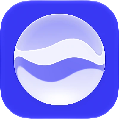 Wave-in-glass app-icon exploration 22