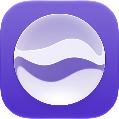 Wave-in-glass app-icon exploration 124