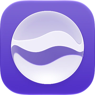 Wave-in-glass app-icon exploration 140
