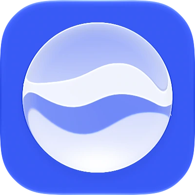 Wave-in-glass app-icon exploration 150
