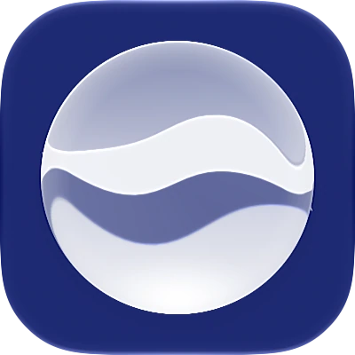 Wave-in-glass app-icon exploration 154