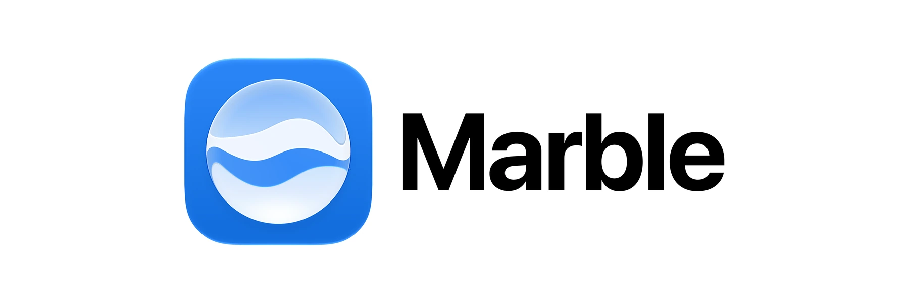 Marble’s glass-wave app icon beside the Marble wordmark