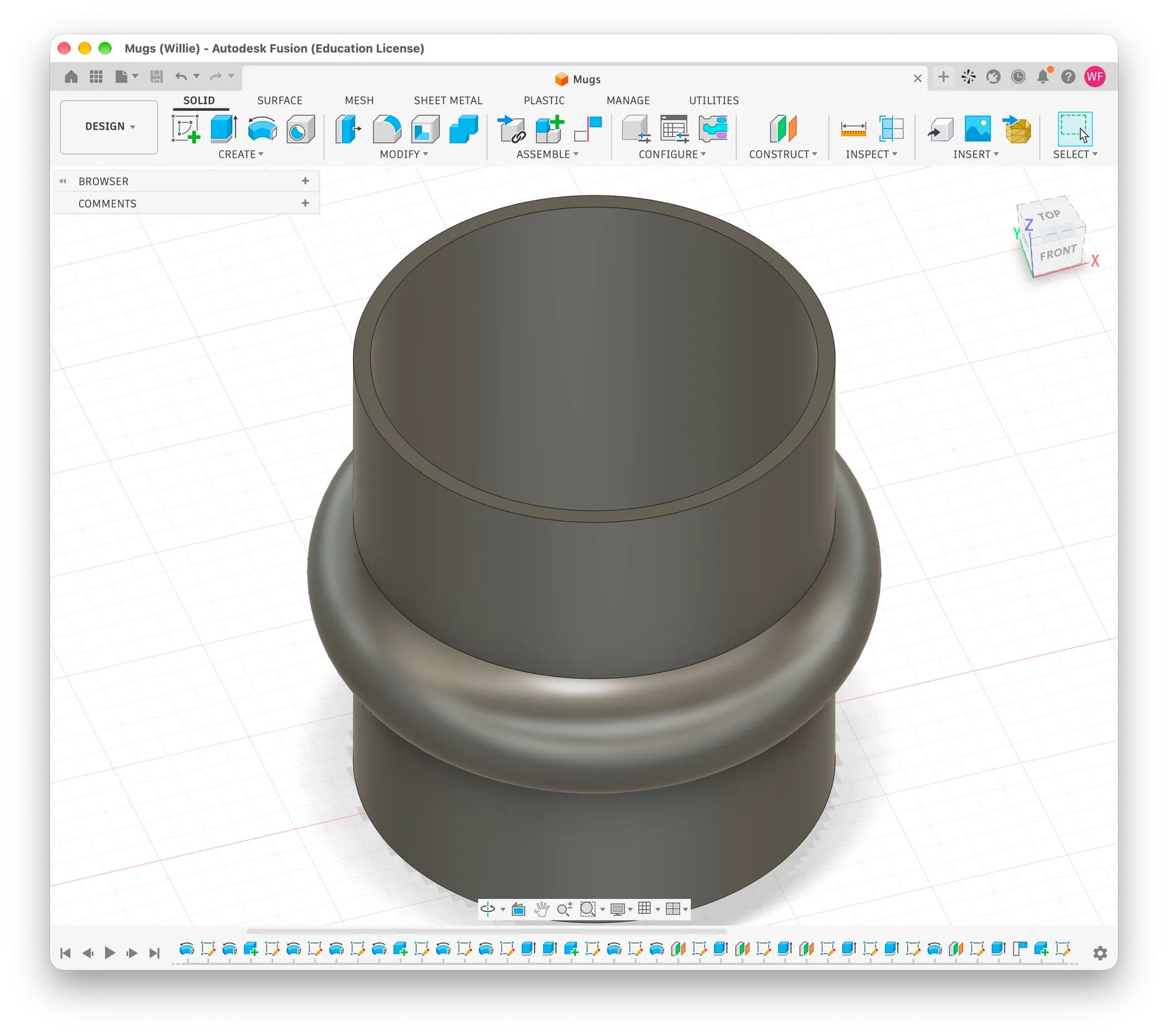 CAD render of a mug with a ring around its middle