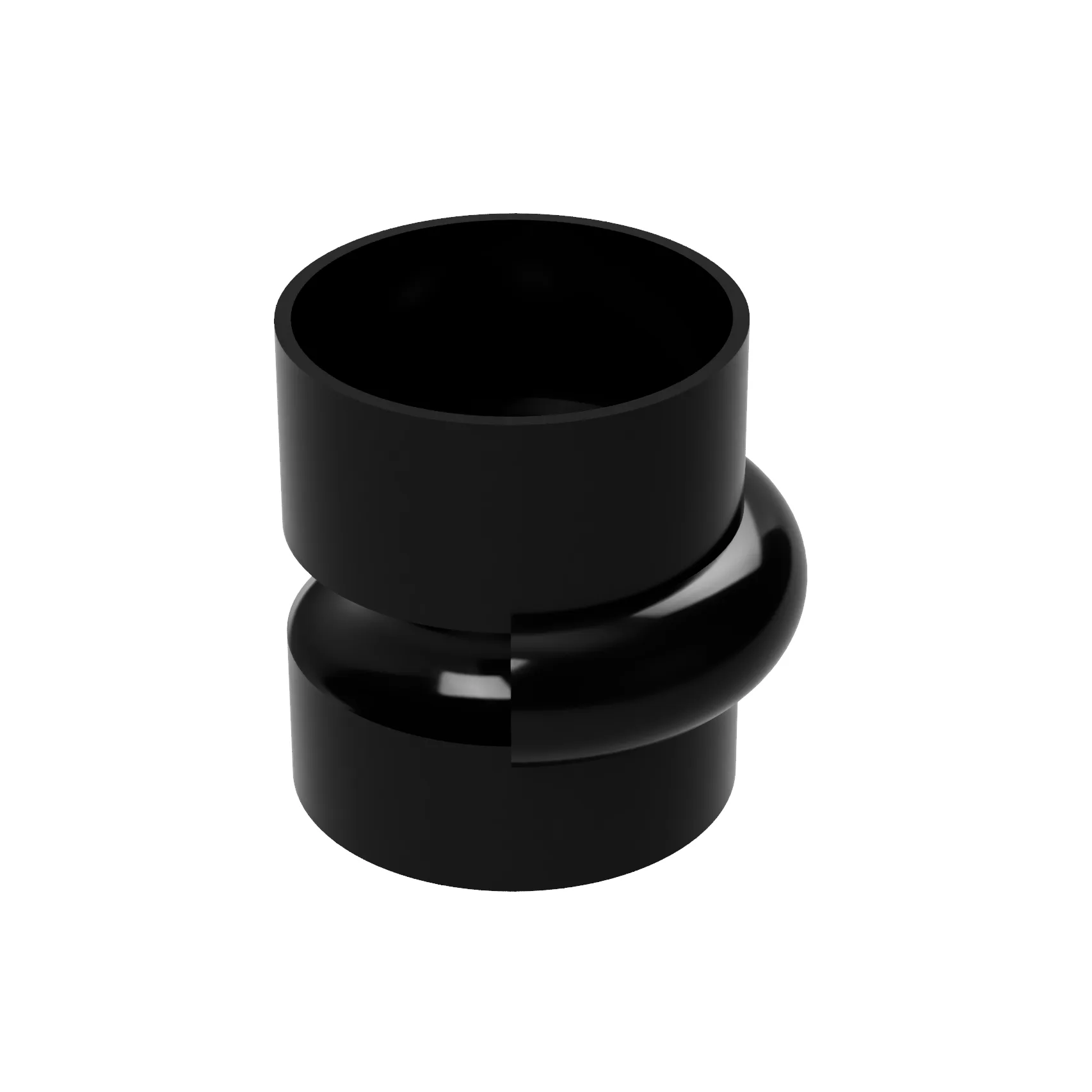 Render of the Groove Loop mug in glossy black, one of eight Heller colors
