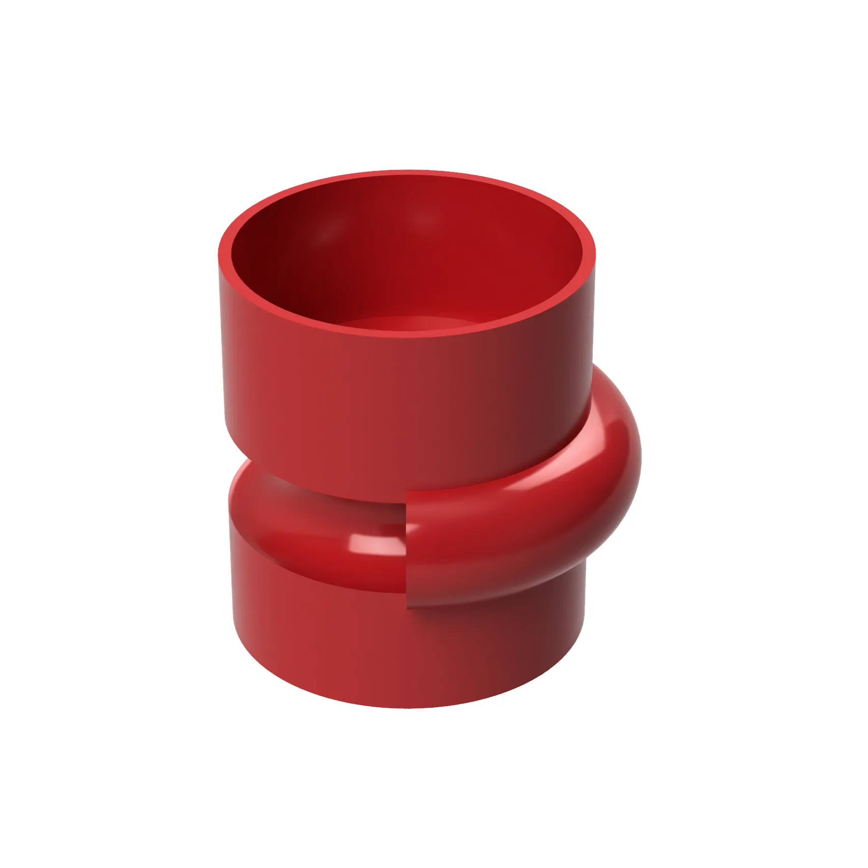 Render of the Groove Loop mug in glossy red, one of eight Heller colors