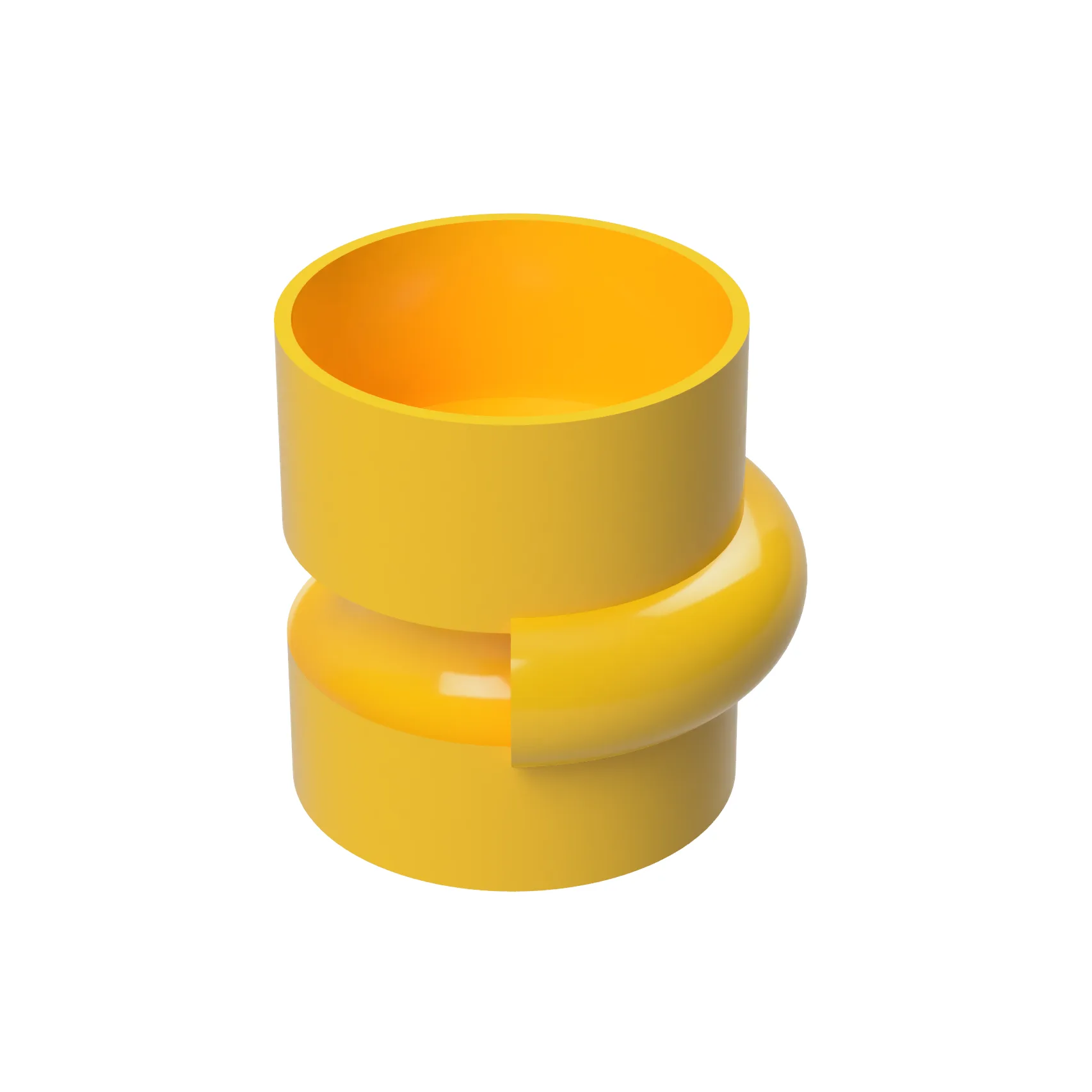 Render of the Groove Loop mug in glossy yellow, one of eight Heller colors