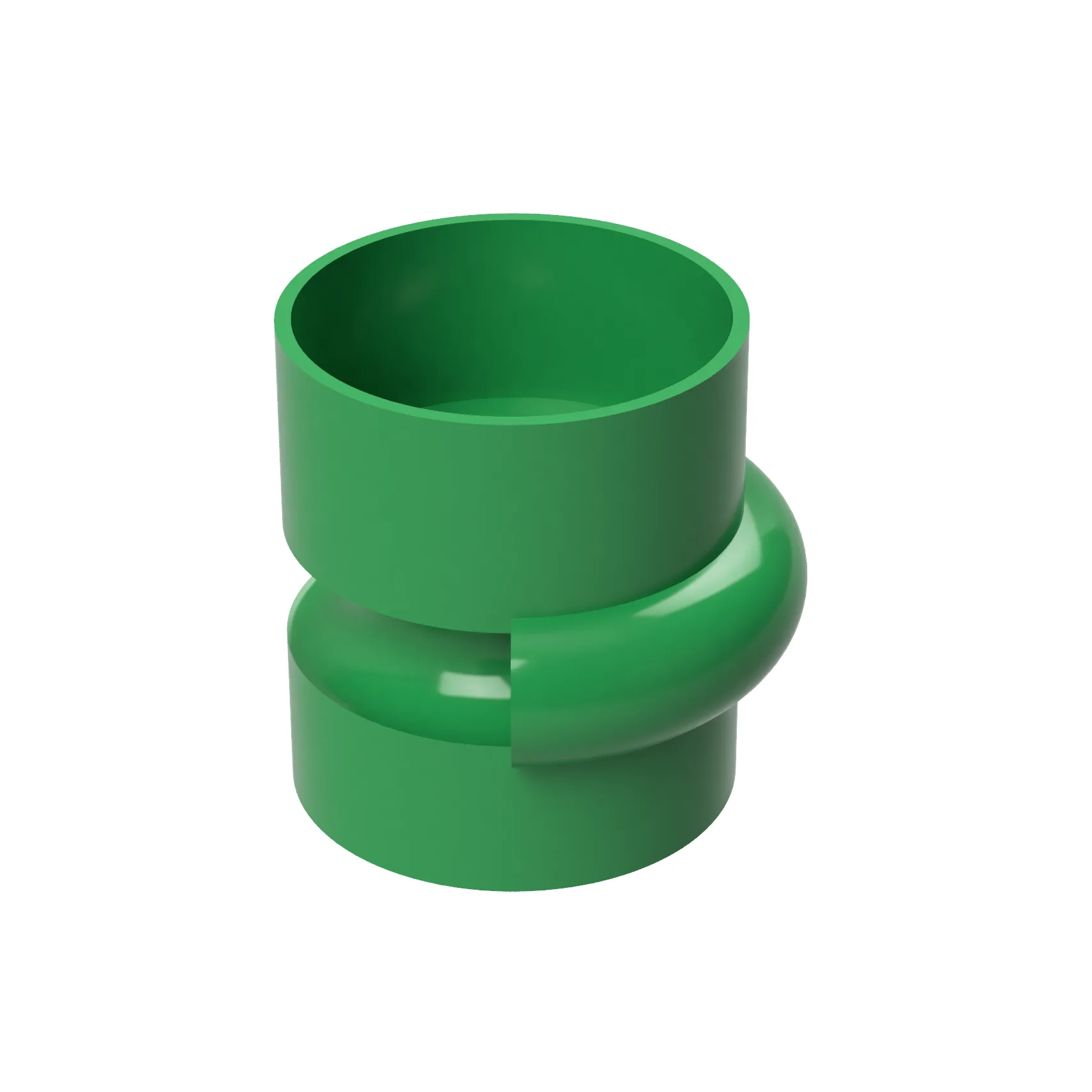 Render of the Groove Loop mug in glossy green, one of eight Heller colors