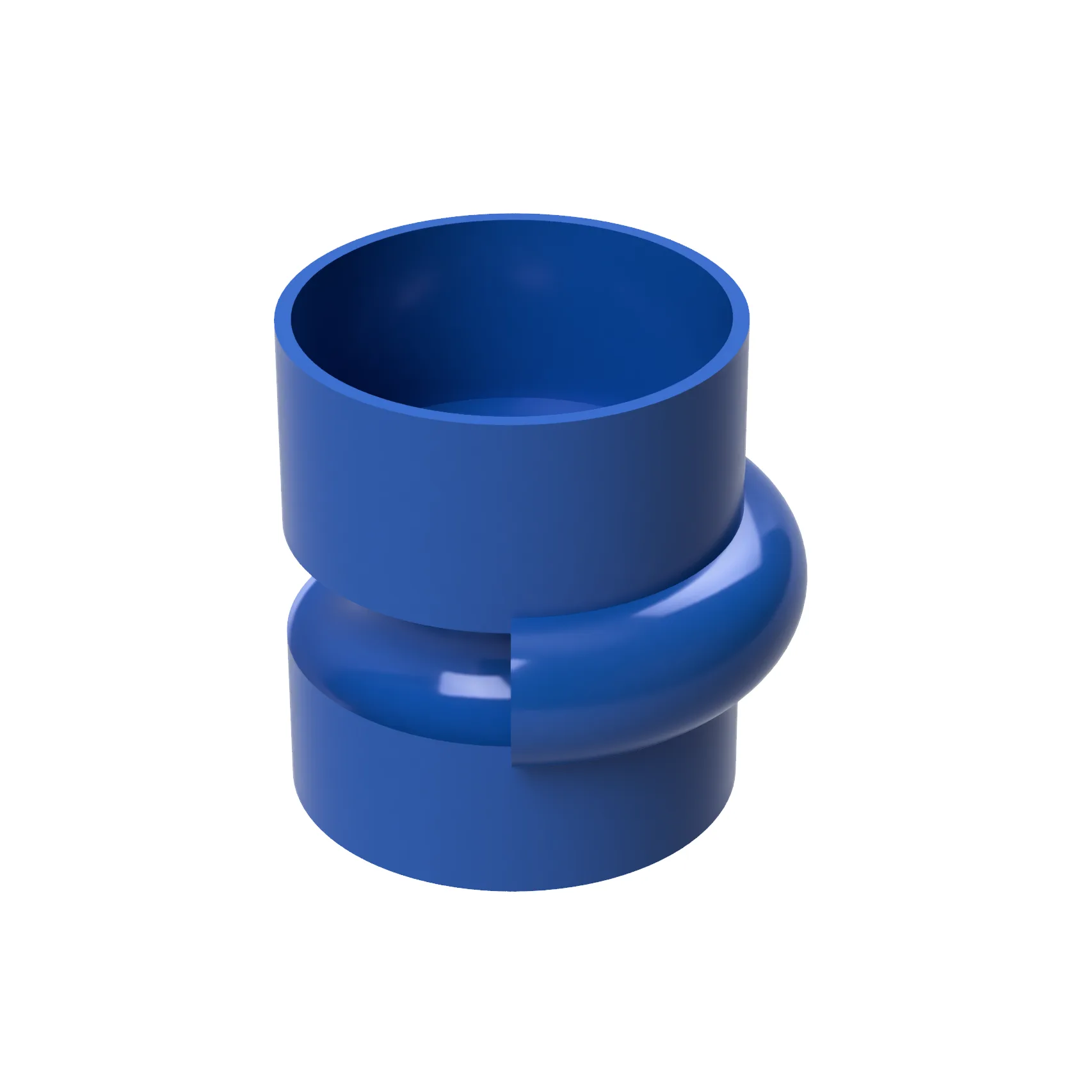 Render of the Groove Loop mug in glossy blue, one of eight Heller colors